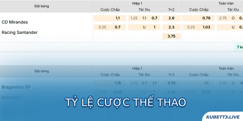 Tỷ lệ cược thể thao được nhiều người quan tâm nhất hiện nay